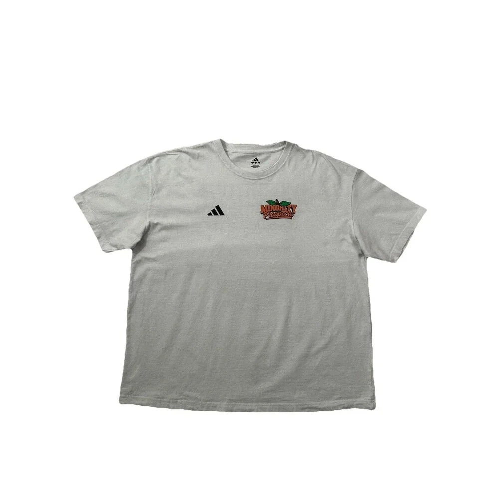 Adidas x Minority Prospects Rare Peach Tee Shirt Mens XL White Graphic Atlanta